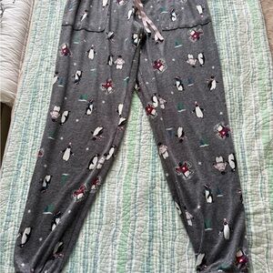 Gray and White Relaxed Fit Pajamas with Playful Pattern